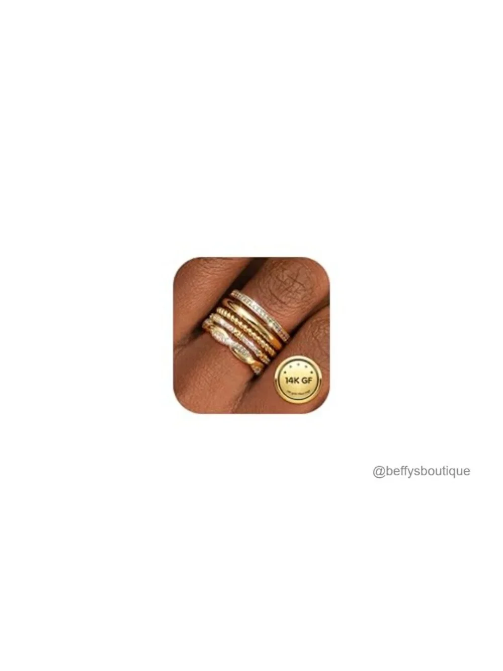 14K Gold Plated Stackable Rings for Women - Set of 5 Non Tarnish Dainty